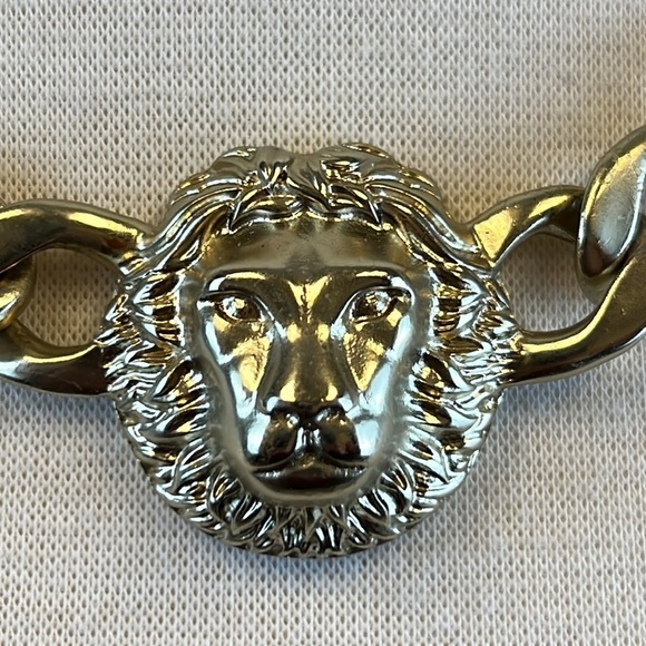 VINTAGE ANNE KLEIN Lion’s Head Necklace Silver-Gold-Platinum Tone - Picture 3 of 8